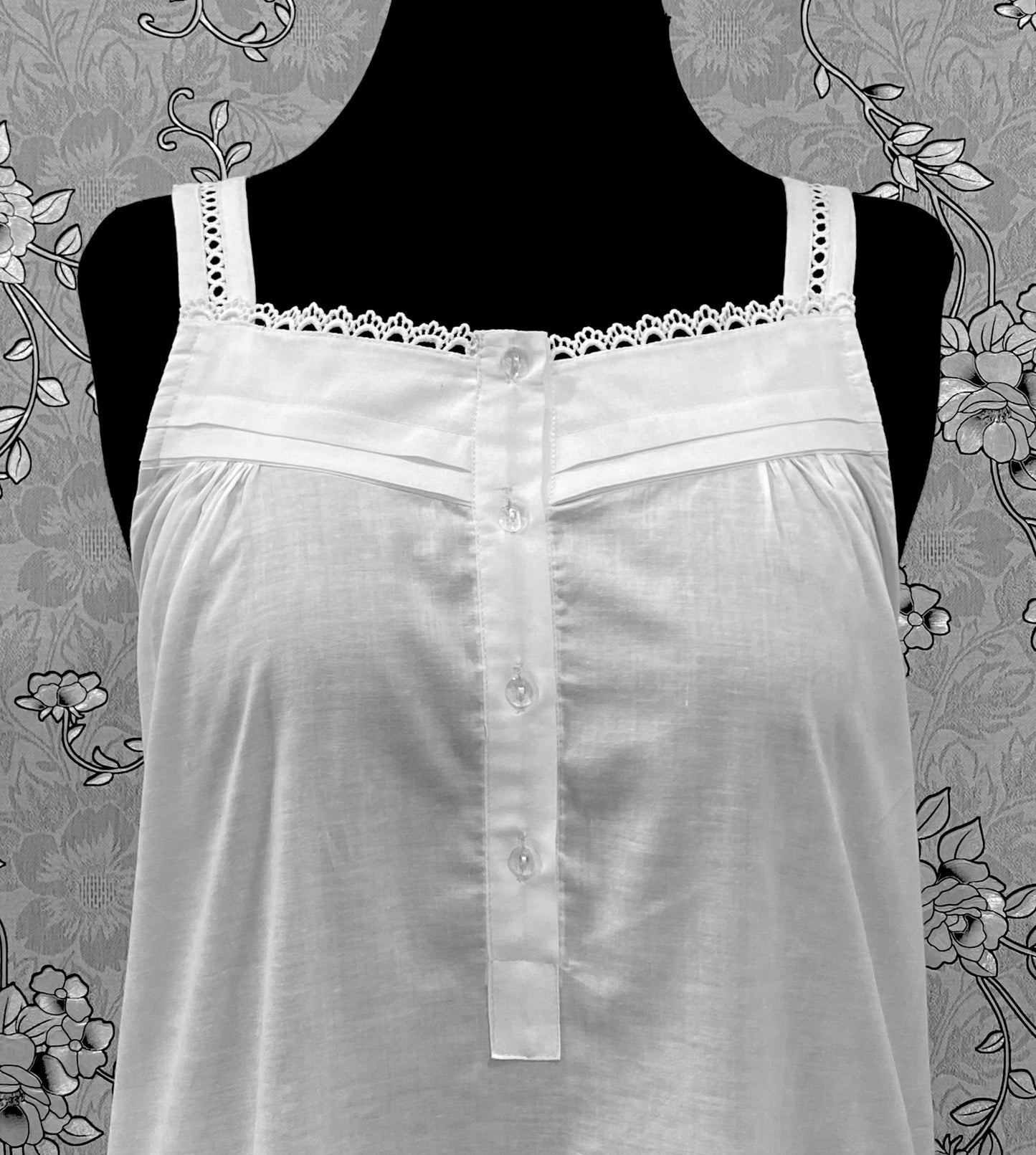 SoieRose White 100% Cotton Victorian Nightgown-SR-1003