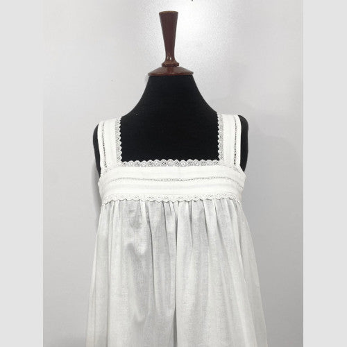 SoieRose White 100% Cotton Strappy Victorian Nightgown - SR-1012