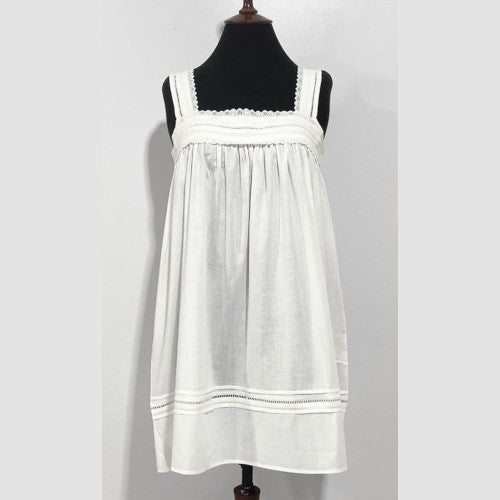SoieRose White 100% Cotton Strappy Victorian Nightgown - SR-1012