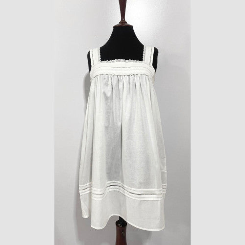 SoieRose White 100% Cotton Strappy Victorian Nightgown - SR-1012