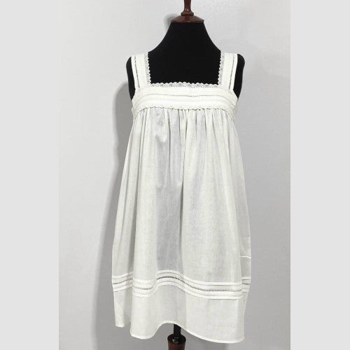 SoieRose White 100% Cotton Strappy Victorian Nightgown - SR-1012