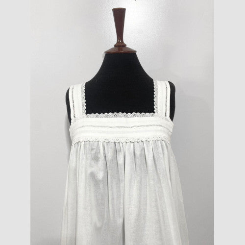 SoieRose White 100% Cotton Strappy Victorian Nightgown - SR-1012