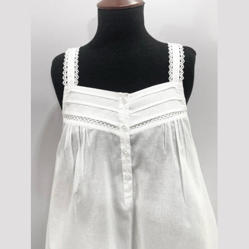 SoieRose White 100% Cotton Victorian Nightgown - SR1001