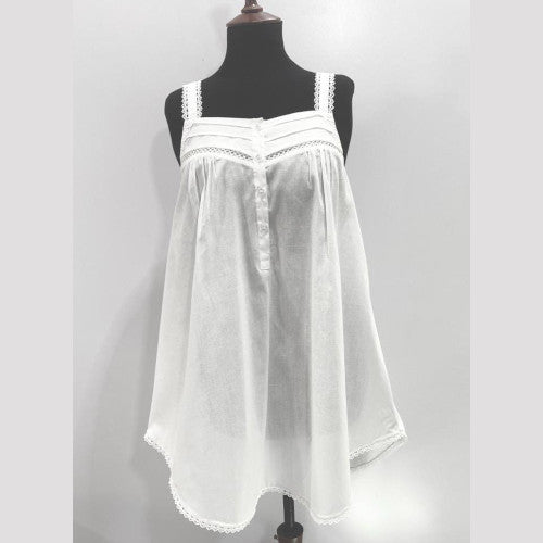 SoieRose White 100% Cotton Victorian Nightgown - SR1001
