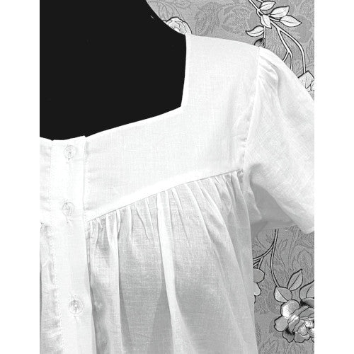Victorian 100% Cotton Nightgown with Short Sleeves & Ruffle Hem | SoieRose SR1168