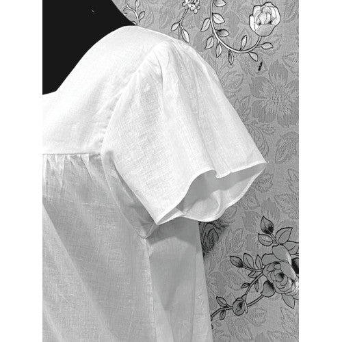 Victorian 100% Cotton Nightgown with Short Sleeves & Ruffle Hem | SoieRose SR1168