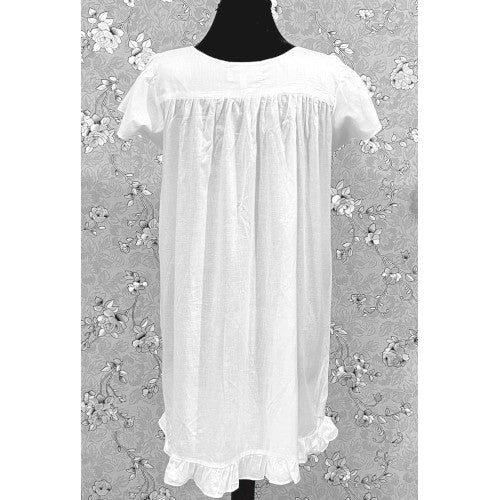 Victorian 100% Cotton Nightgown with Short Sleeves & Ruffle Hem | SoieRose SR1168