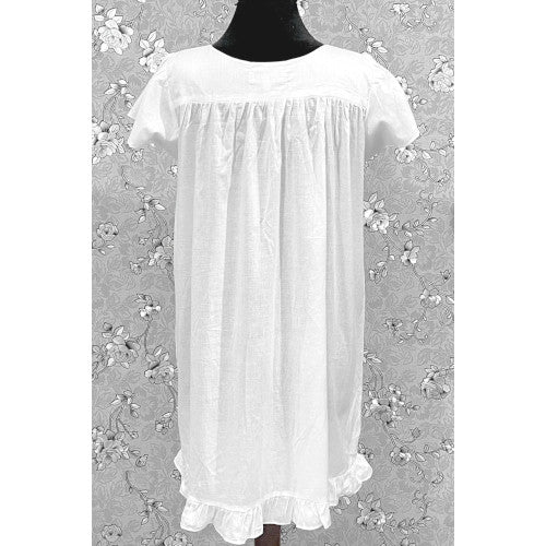Victorian 100% Cotton Nightgown with Short Sleeves & Ruffle Hem | SoieRose SR1168