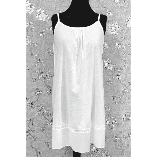 Victorian 100% Cotton Nightgown with Lace Trim | Sleeveless Strap Dress | SoieRose SR1169