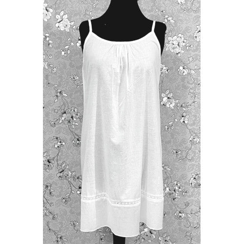 Victorian 100% Cotton Nightgown with Lace Trim | Sleeveless Strap Dress | SoieRose SR1169