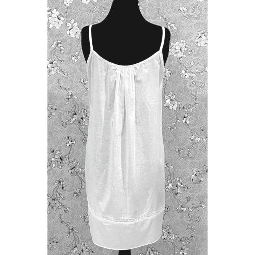 Victorian 100% Cotton Nightgown with Lace Trim | Sleeveless Strap Dress | SoieRose SR1169