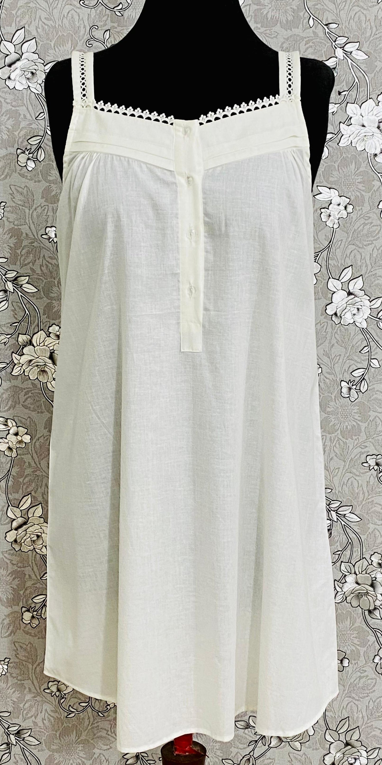 SoieRose SR-1180 – Victorian Sleeveless 100% Cotton Nightgown