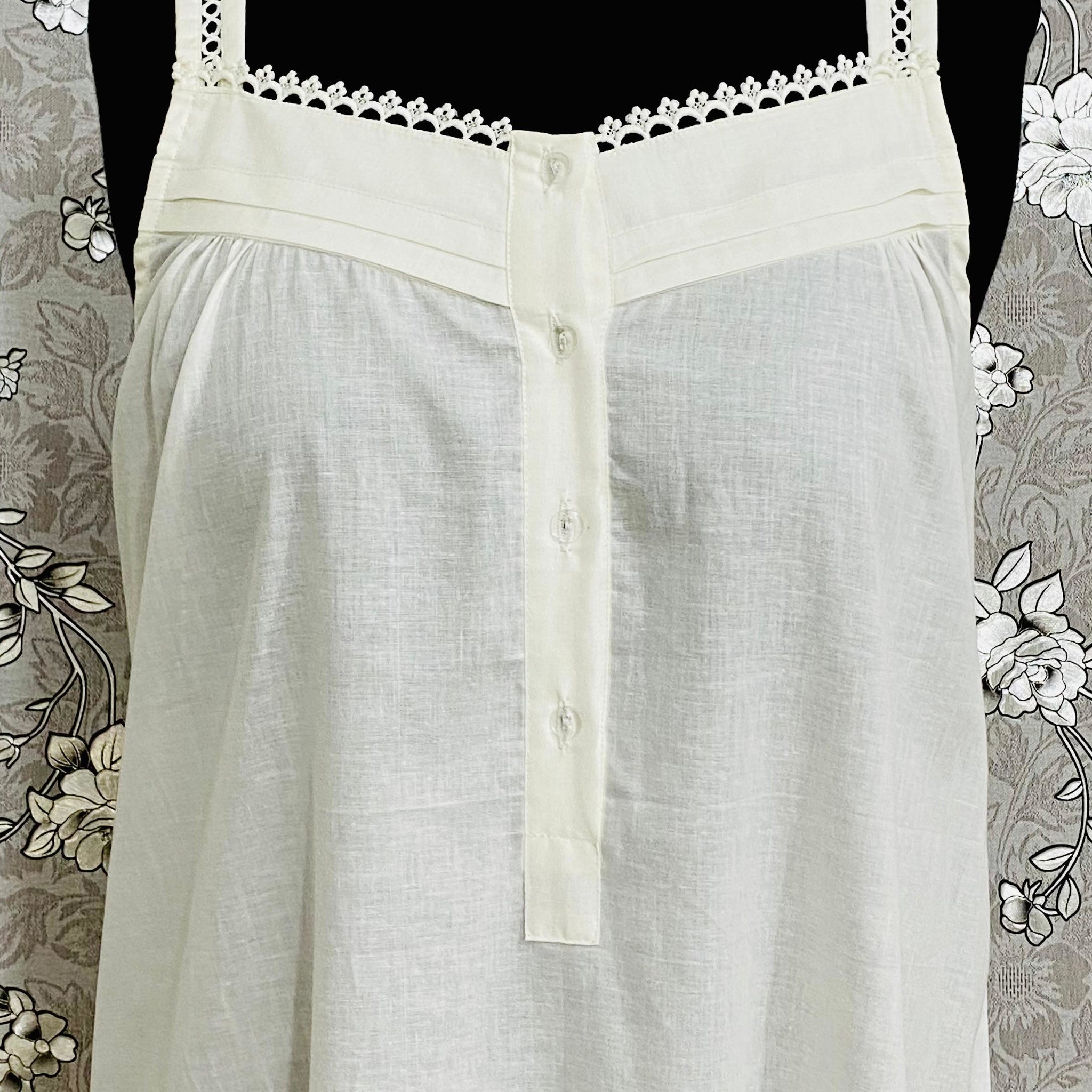 SoieRose SR-1180 – Victorian Sleeveless 100% Cotton Nightgown