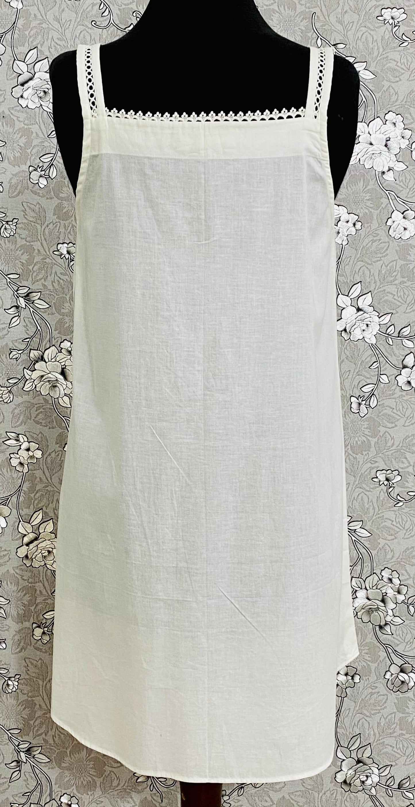 SoieRose SR-1180 – Victorian Sleeveless 100% Cotton Nightgown