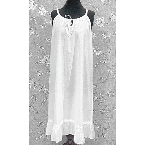 Victorian 100% Cotton Nightgown with Drawstring Neckline | Ruffle Hem | SoieRose SR1170