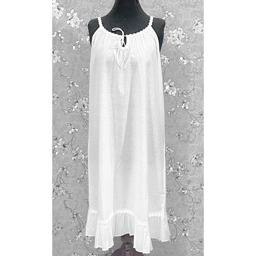 Victorian 100% Cotton Nightgown with Drawstring Neckline | Ruffle Hem | SoieRose SR1170