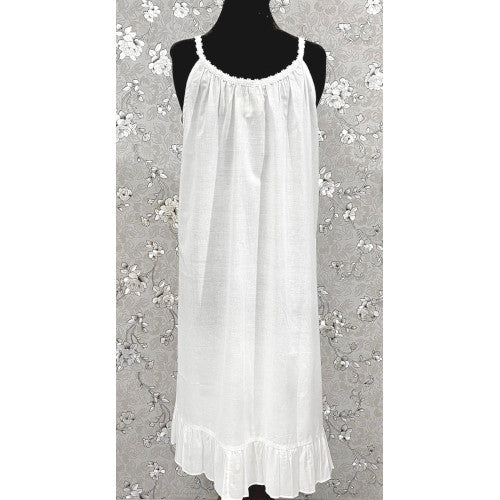 Victorian 100% Cotton Nightgown with Drawstring Neckline | Ruffle Hem | SoieRose SR1170