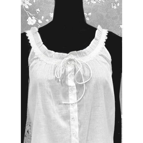 Victorian White Cotton Pajama Set | Lace Trim Cami & Capri Pants | SoieRose SR1172