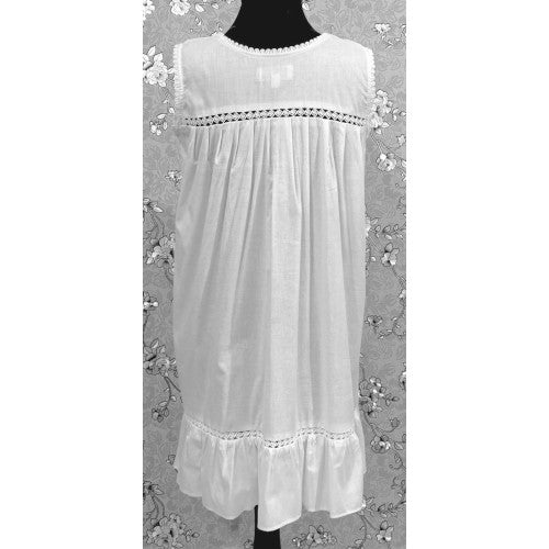 Victorian Cotton Nightgown Sleeveless Ruffle Hem Vintage Style SoieRose SR1137