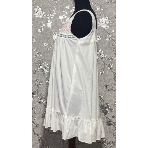 White Victorian Sleeveless Nightgown with Subtle Embroidery and Lace by SoieRose - SR-1027