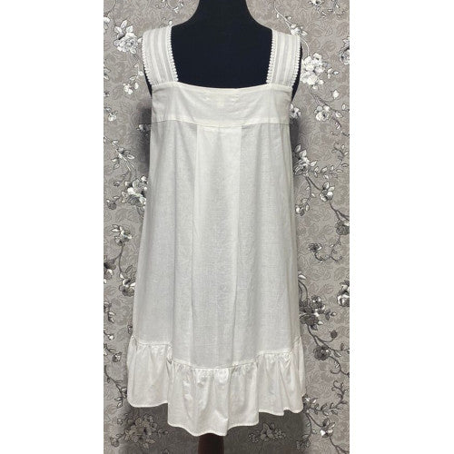 White Victorian Sleeveless Nightgown with Subtle Embroidery and Lace by SoieRose - SR-1027