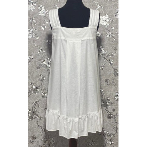 White Victorian Sleeveless Nightgown with Subtle Embroidery and Lace by SoieRose - SR-1027