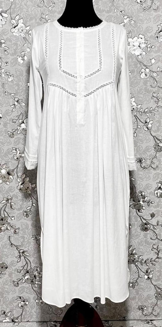 Victorian Elegance Sleeveless Nightgown with Lace Trim by SoieRose - SR1025