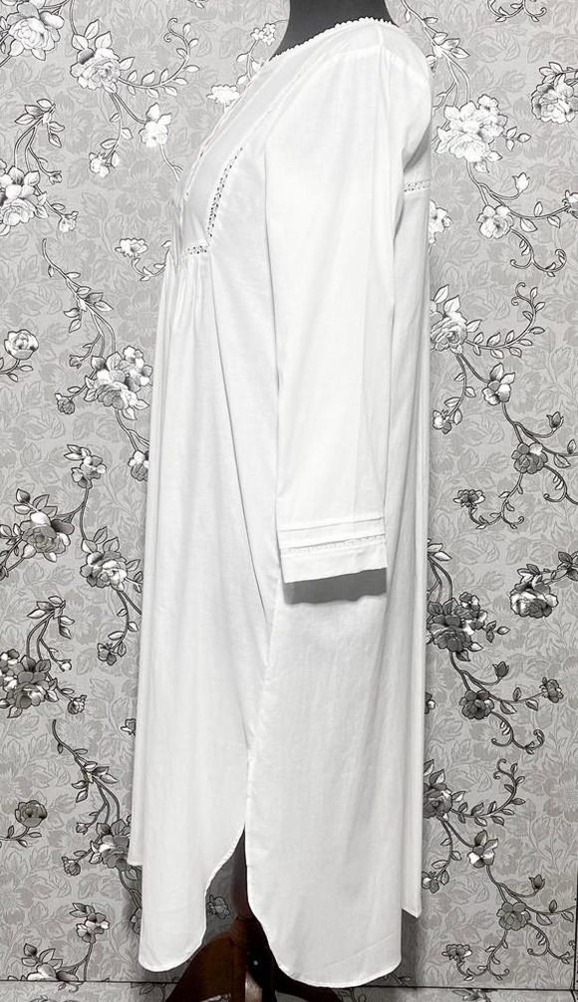 Victorian Elegance Sleeveless Nightgown with Lace Trim by SoieRose - SR1025